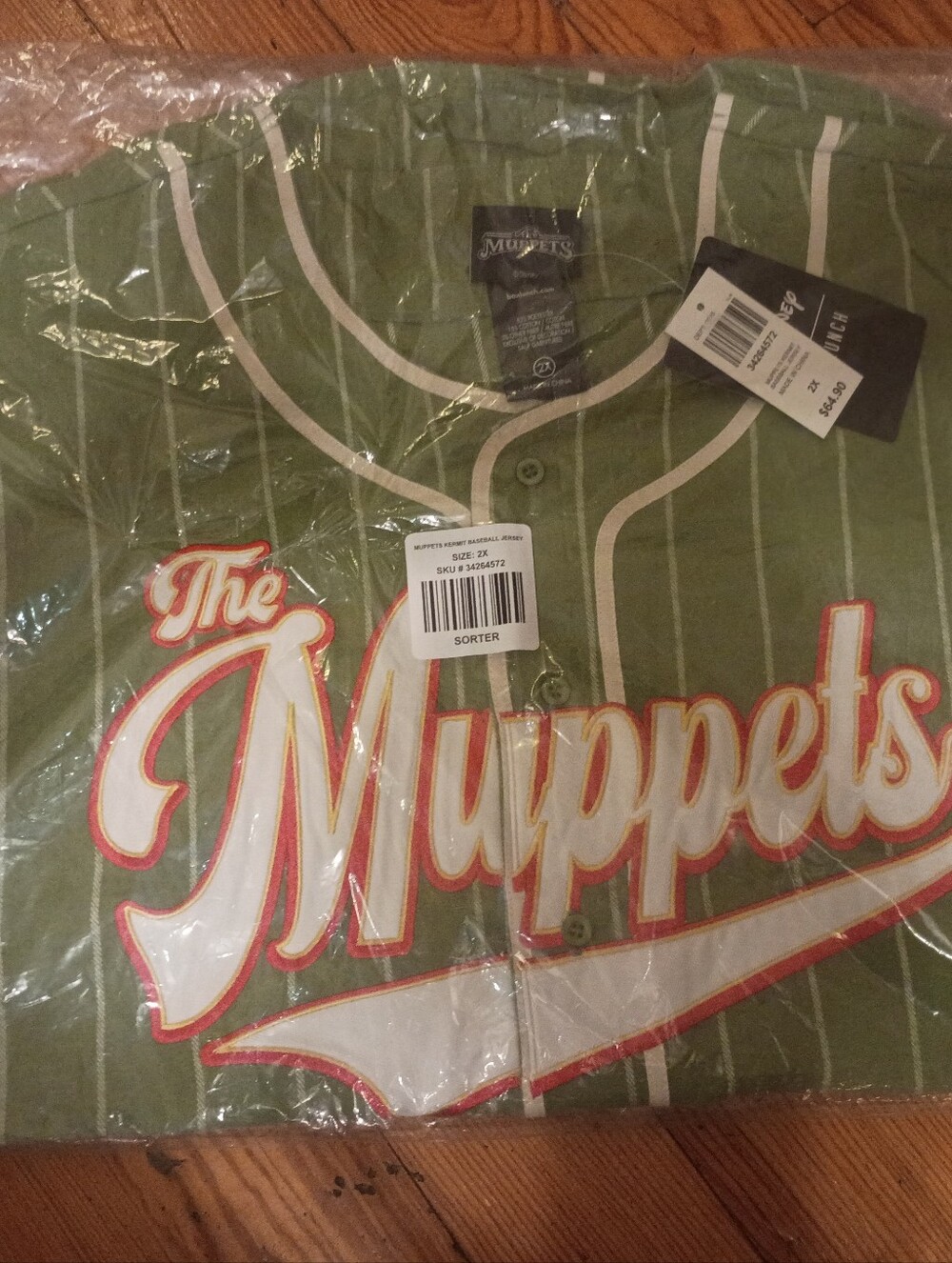 The Muppets Mens Green Striped Baseball Jersey - The Muppets